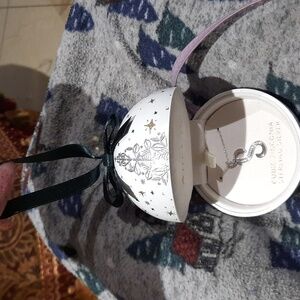 Authentic Genuine Sterling Silver White Topaz "S" initial Necklace 🎄 Ornament🎁